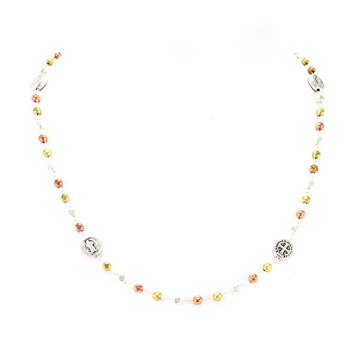 Collana San Benedetto cubetti metallo Grano 3x3 mm