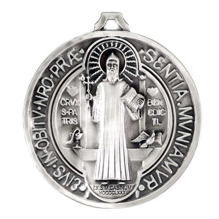 Silvery Metal St. Benedict Medal Diameter 12.5 cm
