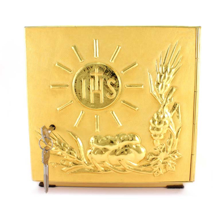 Golden Chiseled Altar Tabernacle 25x25x22 cm