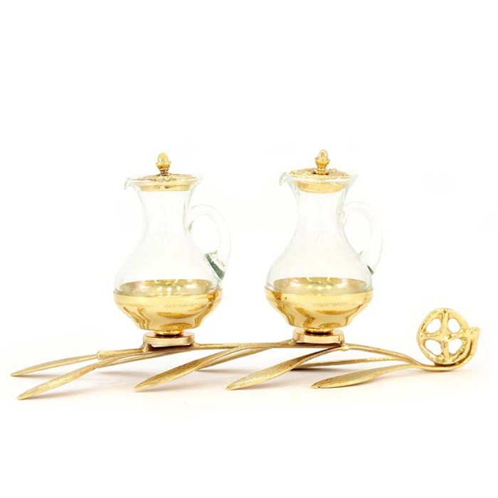 Cruet set olive leaves 14x30 cm Cruet set olive leaves 14x30 cm