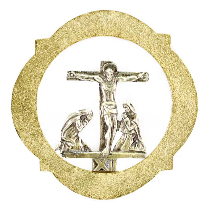 Via Crucis ottone bicolore 14 stazioni 17x17 cm