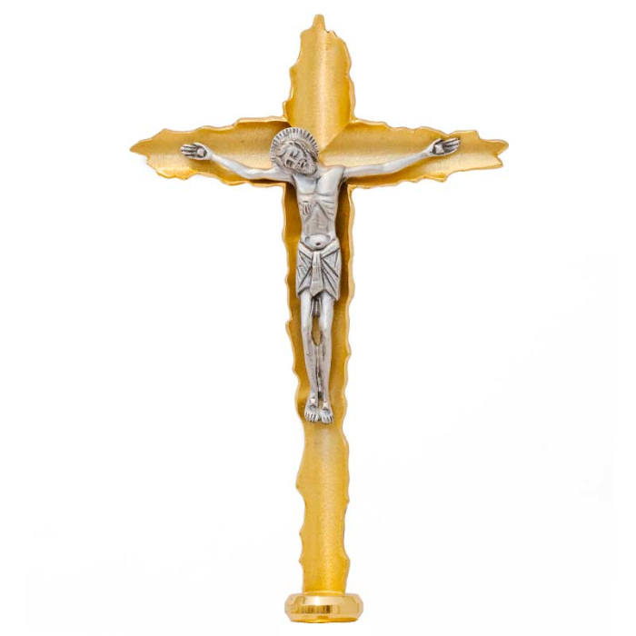 Croce Astile ottone dorato Corpo argentato 200 cm Croce Astile ottone dorato Corpo argentato 200 cm