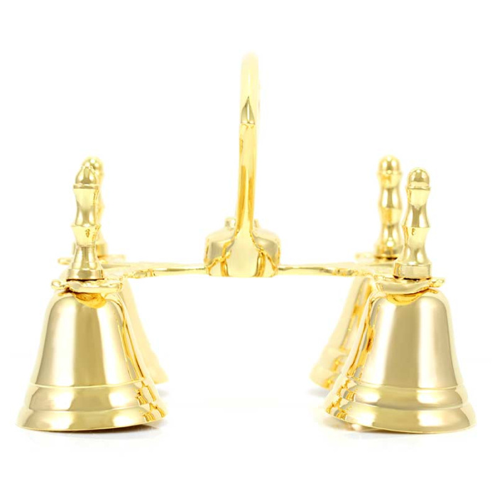 Campanello liturgico in ottone dorato 4 suoni 13 cm Campanello liturgico in ottone dorato 4 suoni 13 cm