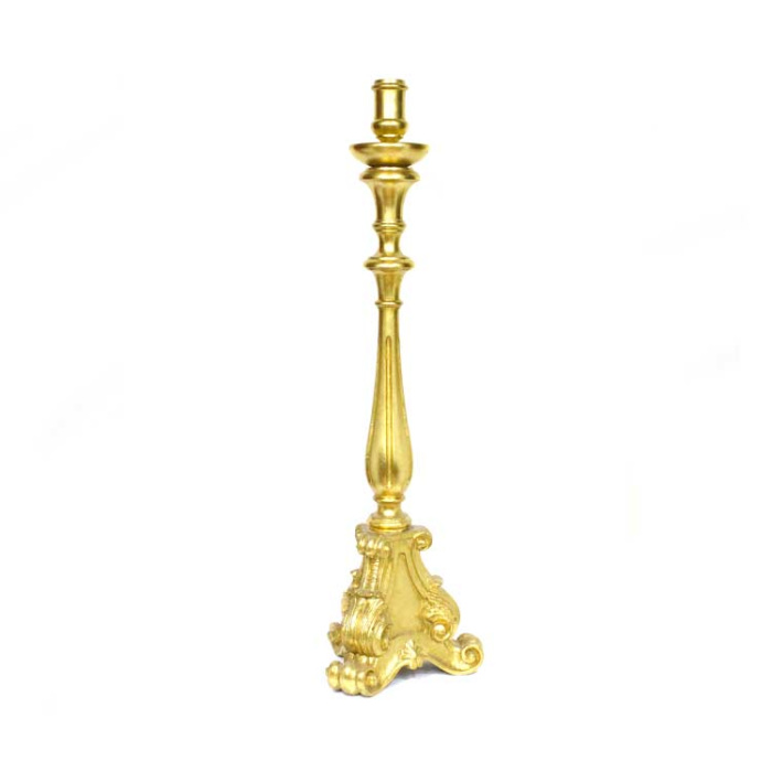 Candelero barroco de madera dorada envejecida 100 cm Candelero barroco de madera dorada envejecida 100 cm