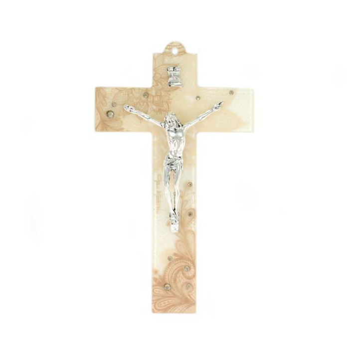 Murano Glass Cross with rhinestones 14x23 cm