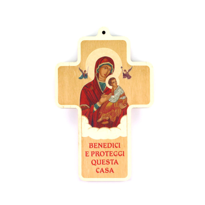 Croce in legno Madonna Perpetuo Soccorso 15x24 cm