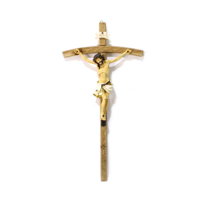 Crucifijo cruz de madera cuerpo de resina 38x76 cm Crucifijo cruz de madera cuerpo de resina 38x76 cm