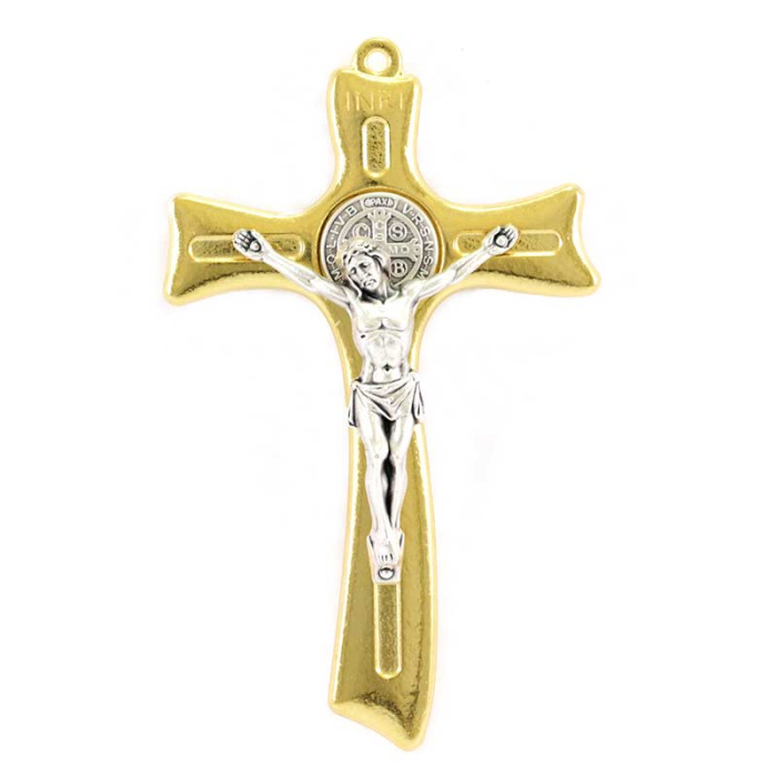 Golden Metal St. Benedict Crucifix 7.5x12 cm Golden Metal St. Benedict Crucifix 7.5x12 cm