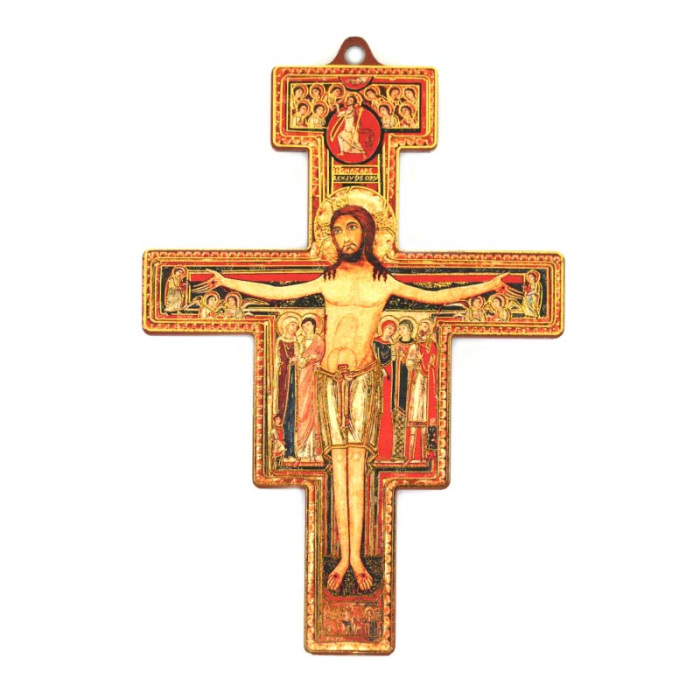 Crucifix Saint Damian gold leaf 10x14 cm