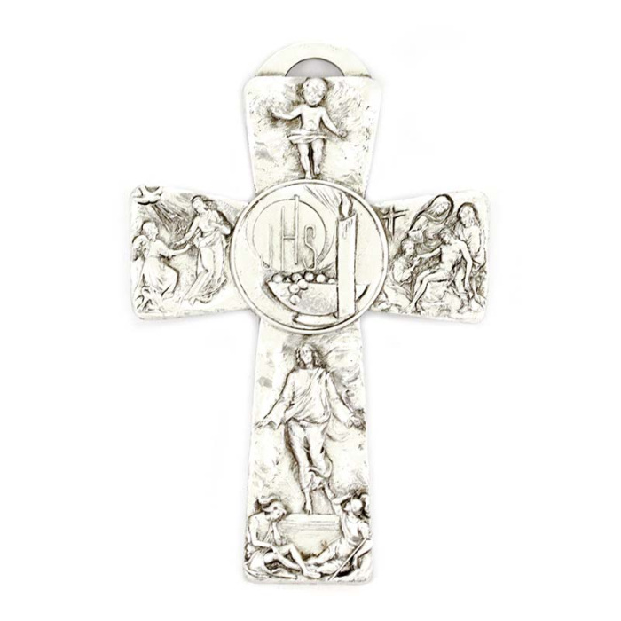 Cruz escenas de vida de Jesús en metal – Vela y IHS 11x16 cm Cipolletti Cruz escenas de vida de Jesús en metal – Vela y IHS 11x16 cm Cipolletti