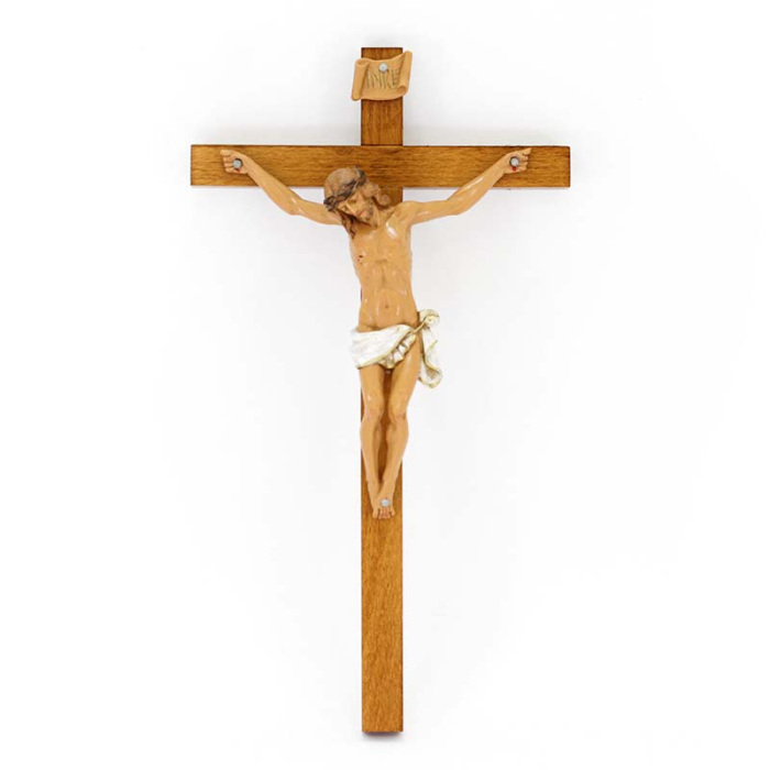 Crocifisso legno corpo di Gesù in polietilene 21x38 cm