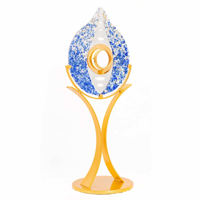 Ostensorio moderno Riflessi dorato in vetrofusione 70 cm