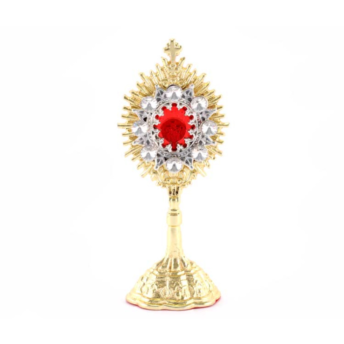 Golden Reliquary Silvery Rays with Stones 14 cm Golden Reliquary Silvery Rays with Stones 14 cm