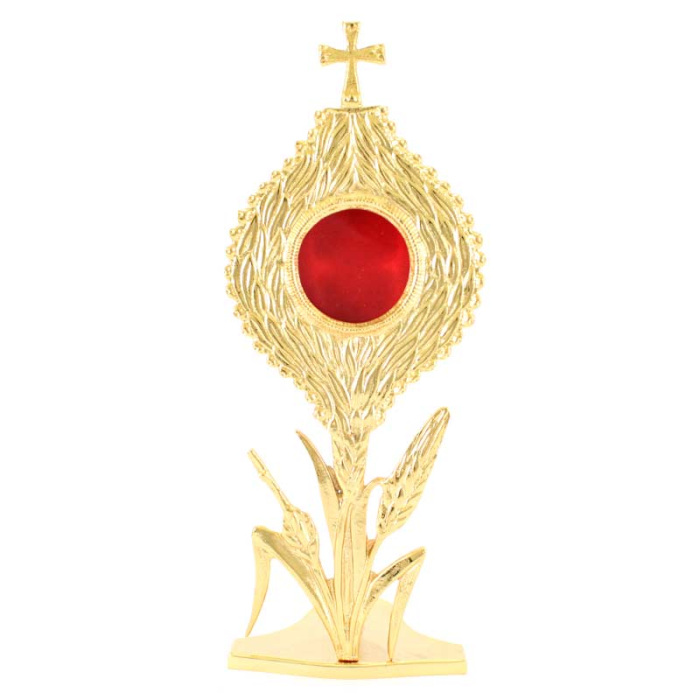 Reliquiario con spighe fusione di ottone dorato 31 cm Reliquiario con spighe fusione di ottone dorato 31 cm