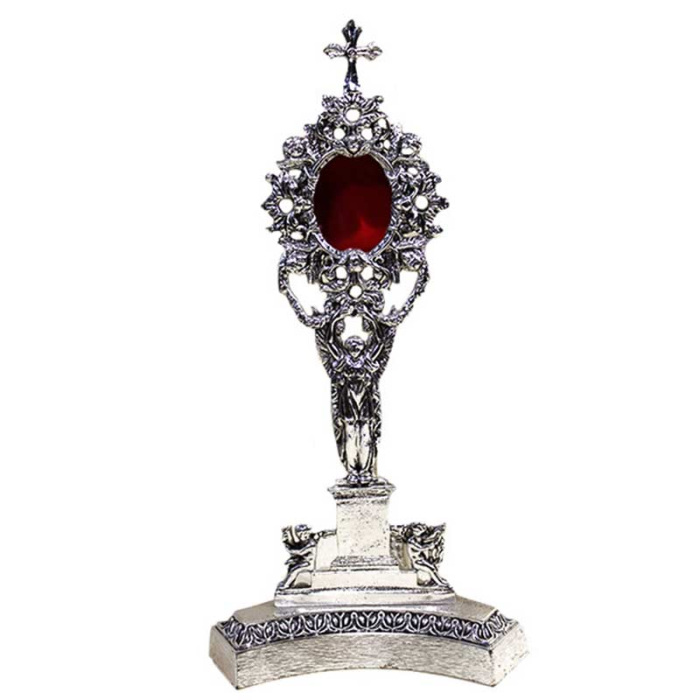 Reliquiario Angeli in fusione argentata 34 cm Teca 5,5 cm