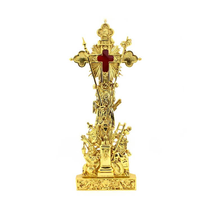 Reliquiario ottone fuso Teca Croce 60 cm