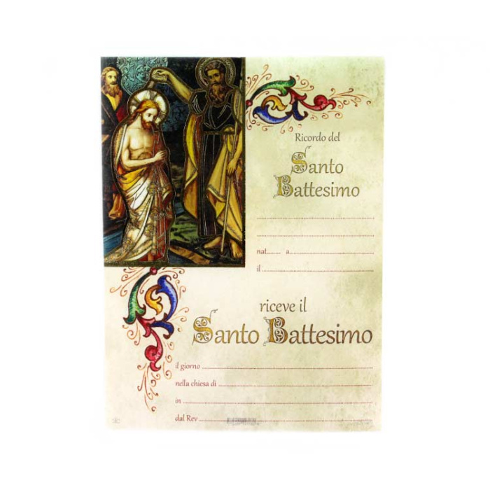 Pergamino Bautismo de Jesús pan de oro 18x24 cm