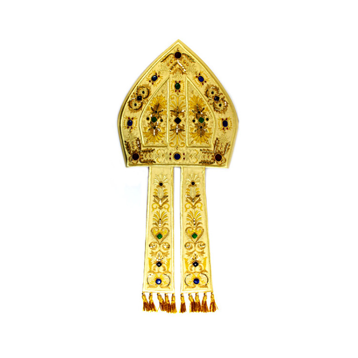 Mitra Medieval estilo 1300 de pura seda Mitra Medieval estilo 1300 de pura seda