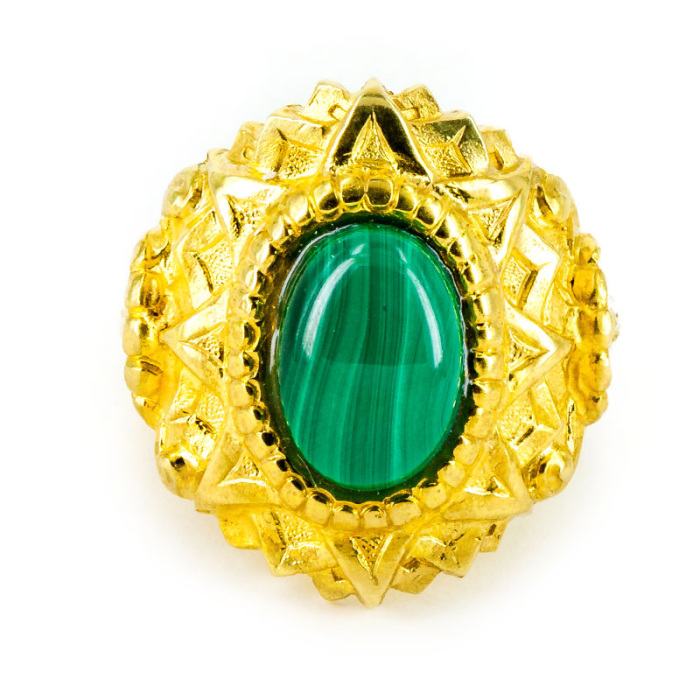 Anello argento 925°° dorato con malachite Anello argento 925°° dorato con malachite