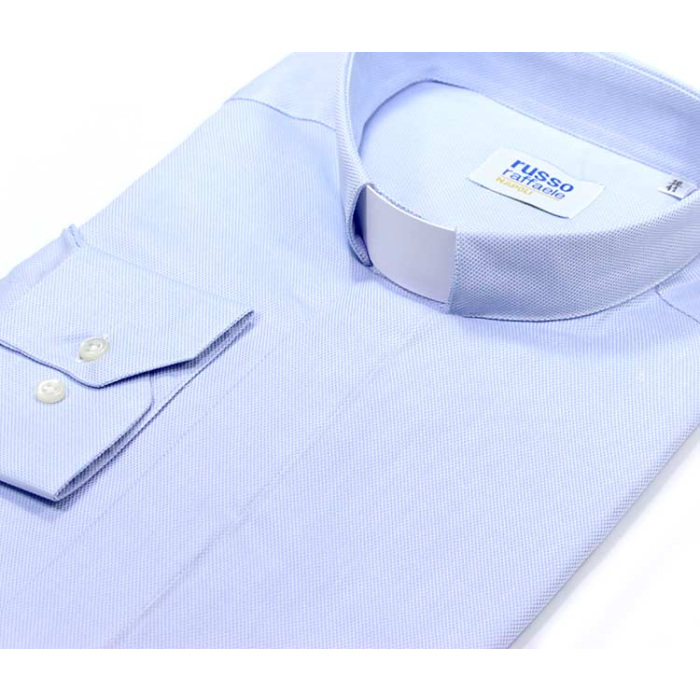 Camisa clergy Celeste nido de abeja manga larga