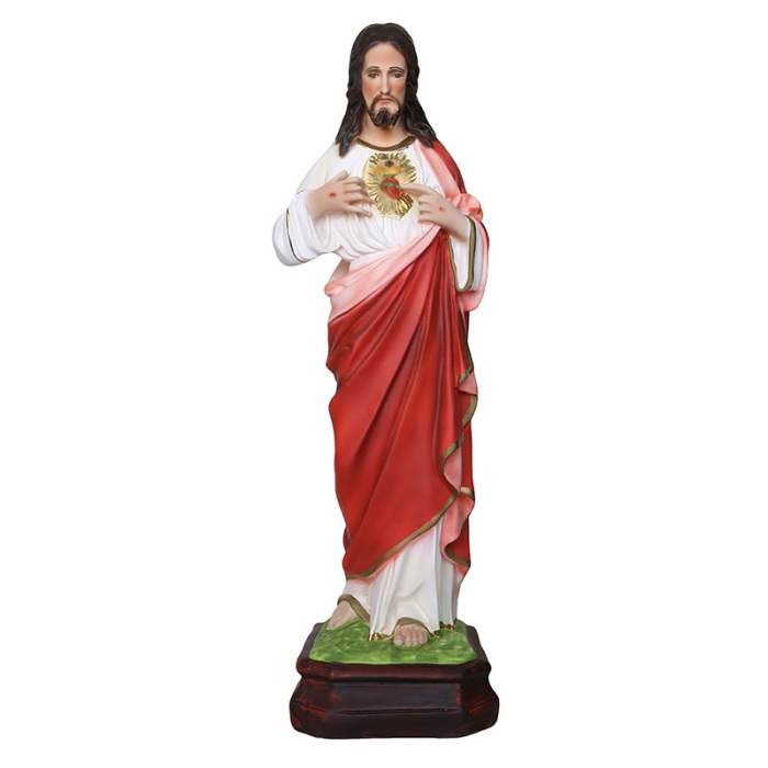 Statua Sacro Cuore di Gesù in resina 65 cm