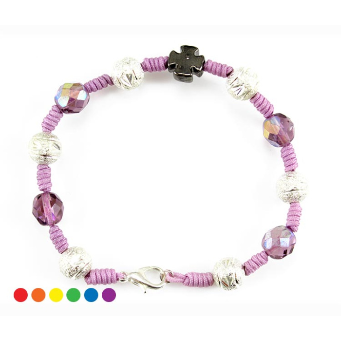 Rosario pulsera vidrio y metal Cuenta