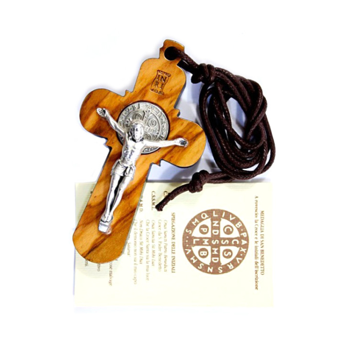 Round Olive Wood St. Benedict Cross 8x5 cm Round Olive Wood St. Benedict Cross 8x5 cm