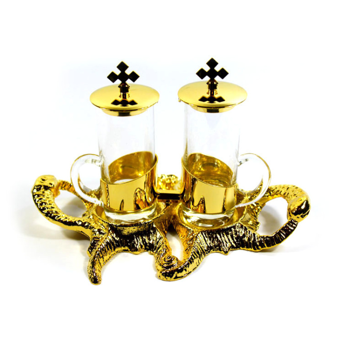 Conjunto Vinajeras con peces Bandeja 20x13 cm