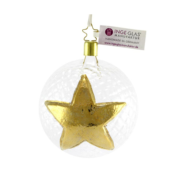 Decoración esfera con estrella en relieve Diámetro 8 cm Inge-Glas Decoración esfera con estrella en relieve Diámetro 8 cm Inge-Glas