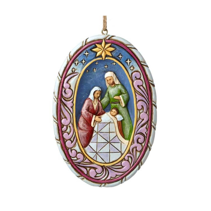 Sacra famiglia ovale appendere 11,5x7,5 cm Jim Shore 4051537
