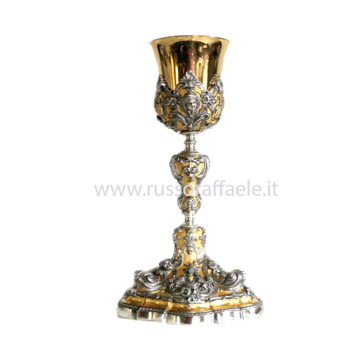 Bicolor Chalice Sacred Heart Silver Cup 28 cm Bicolor Chalice Sacred Heart Silver Cup 28 cm