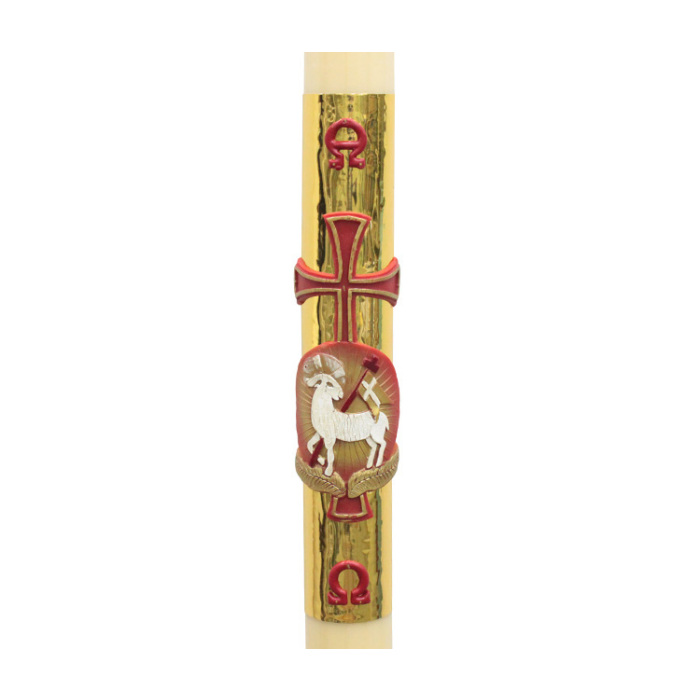 Cero Pasquale cera d'api Foglia Oro Agnello 8x120 cm
