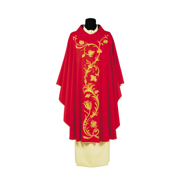 Baroque Chasuble Large flowery decoration Pure Wool