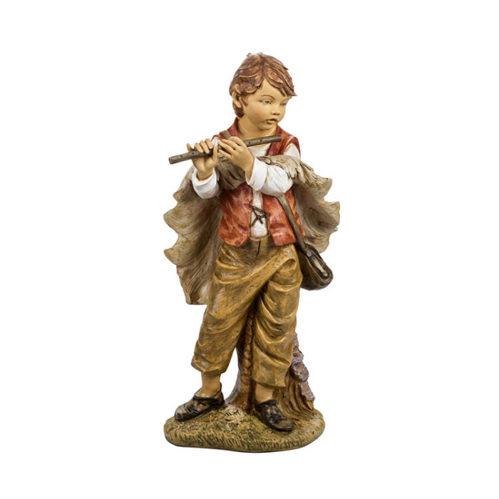 Niño con flauta de resina 125 cm Belén Fontanini
