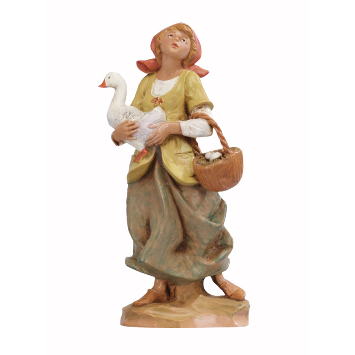 Mujer con ganso de resina 19 cm Belén Fontanini