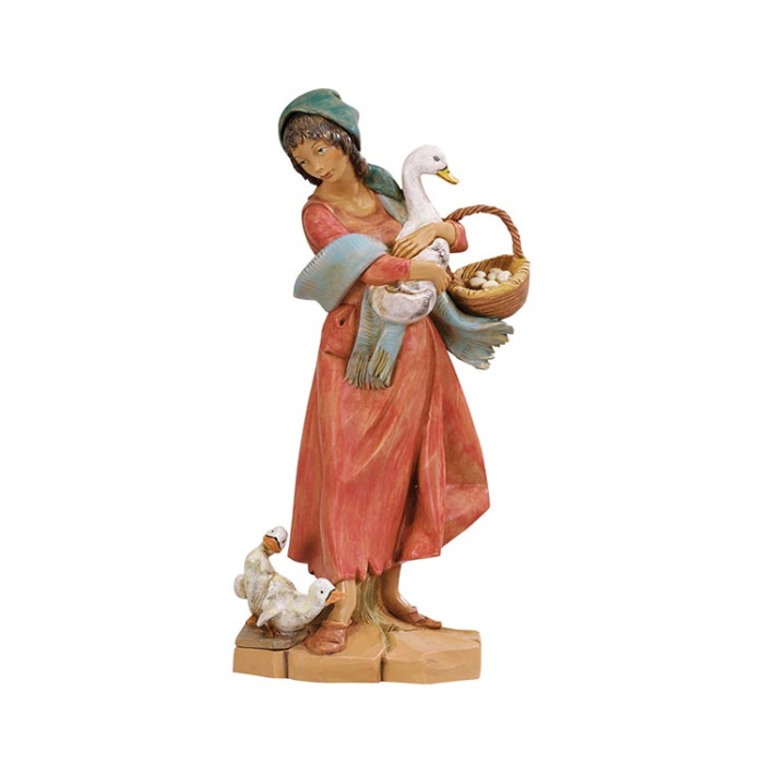 Mujer con gansos de resina 30 cm Belén Fontanini