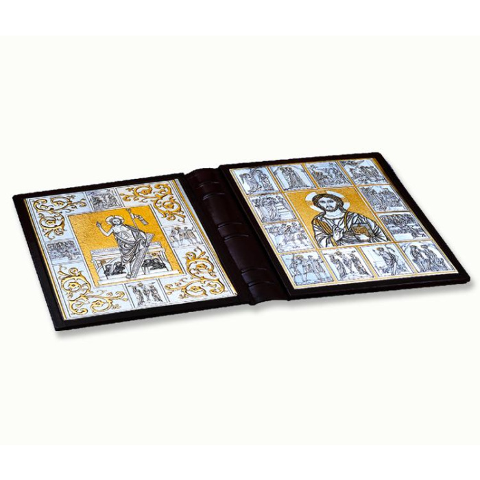 Copri Messale Pantocratore e Risorto argento 31,7x23,7x9,7 cm