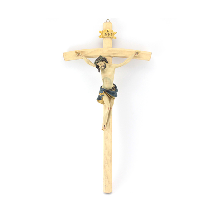 Crocifisso in legno Gesù resina 55x28 cm