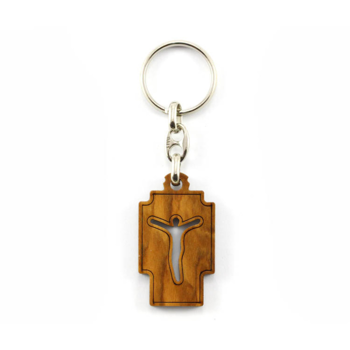 Portachiavi Cristo traforato in ulivo 4,5x2,5 cm Portachiavi Cristo traforato in ulivo 4,5x2,5 cm
