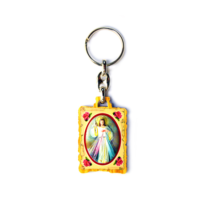 Portachiavi Gesù Misericordioso in ulivo 3x10 cm Portachiavi Gesù Misericordioso in ulivo 3x10 cm