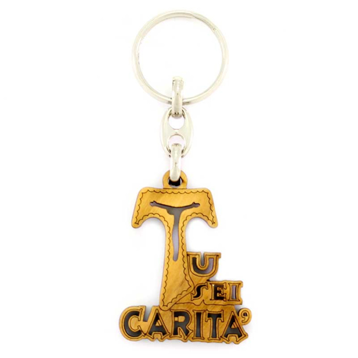 Portachiavi Tu Sei Carità in ulivo 3,5x10,5 cm Portachiavi Tu Sei Carità in ulivo 3,5x10,5 cm