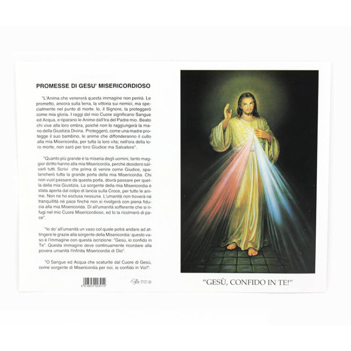 Pagellina Divina Misericordia con messaggio e coroncina 100 pezzi