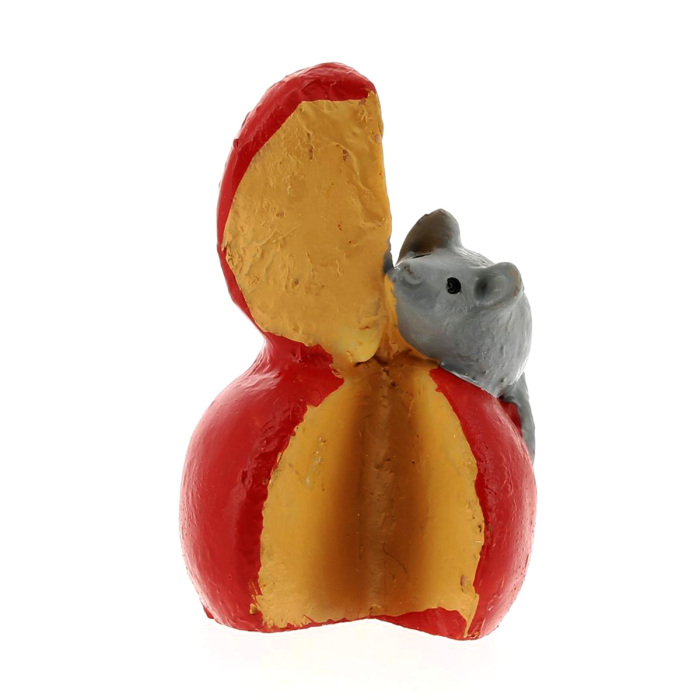 Topo con formaggio rosso per presepe resina colorata 3 cm Topo con formaggio rosso per presepe resina colorata 3 cm