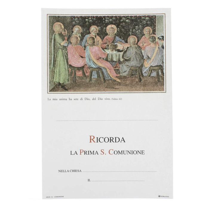 Pergamino Recuerdo Primera Comunión Última Cena 17x25 cm