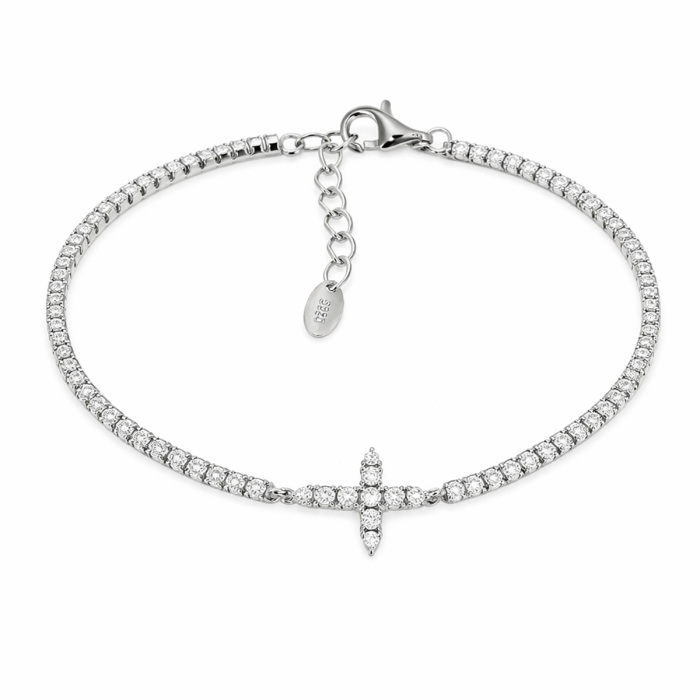 Bracciale Argento con Croce Centrale e Zirconi Realis Bracciale Argento con Croce Centrale e Zirconi Realis