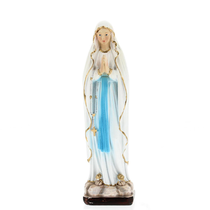 Our Lady of Lourdes Hand-Painted Resin Statue 15 cm