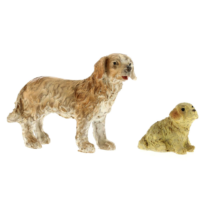 Perro con cachorro para belén de resina pintada 4 cm Perro con cachorro para belén de resina pintada 4 cm