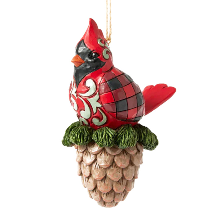 Ornamento Uccello Cardinale ali a quadri 11,5 cm Jim Shore 6017030 Ornamento Uccello Cardinale ali a quadri 11,5 cm Jim Shore 6017030