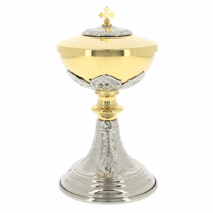 Saint Nicholas Ciborium Silver-Plated Embossed Brass 22 cm Saint Nicholas Ciborium Silver-Plated Embossed Brass 22 cm