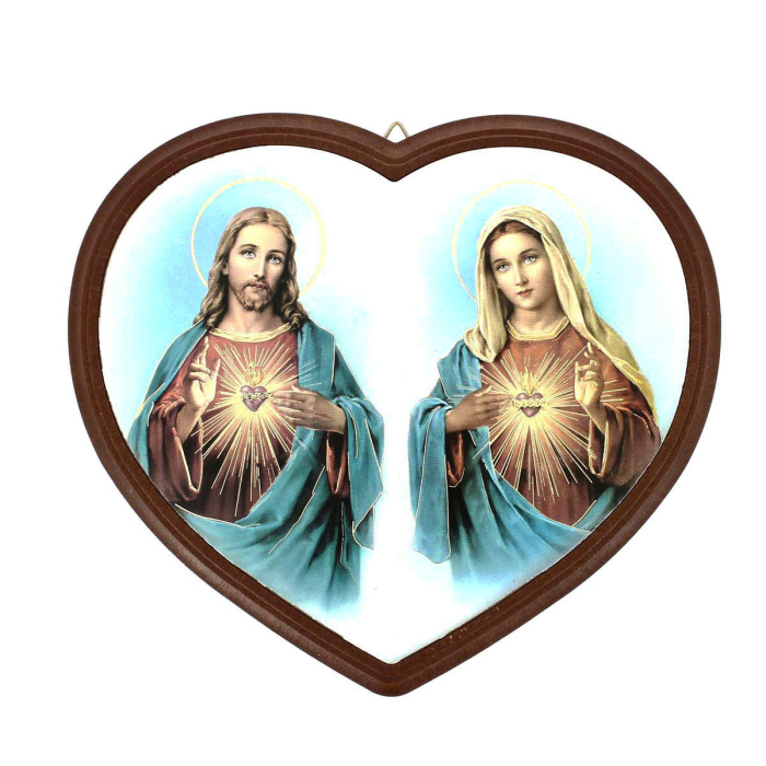 Cuadro Corazón Sagrados Corazones de Jesús y María 16x14 cm Cuadro Corazón Sagrados Corazones de Jesús y María 16x14 cm